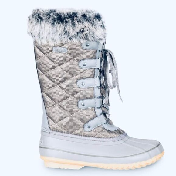 BearPaw McKinley Winter Boots Size 10 W Gray Quilted Waterproof Faux Fur NEW - Picture 4 of 4